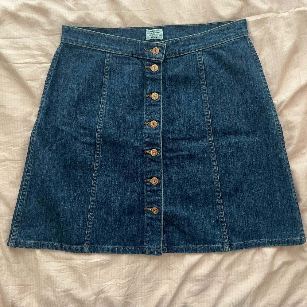 J Crew Button Up Jean Skirt